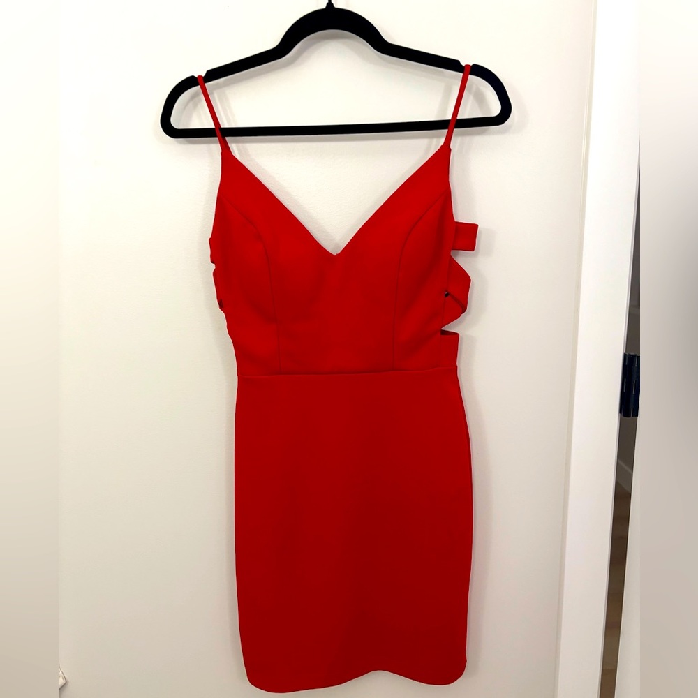 Jump Red Low Back V-neck Dress